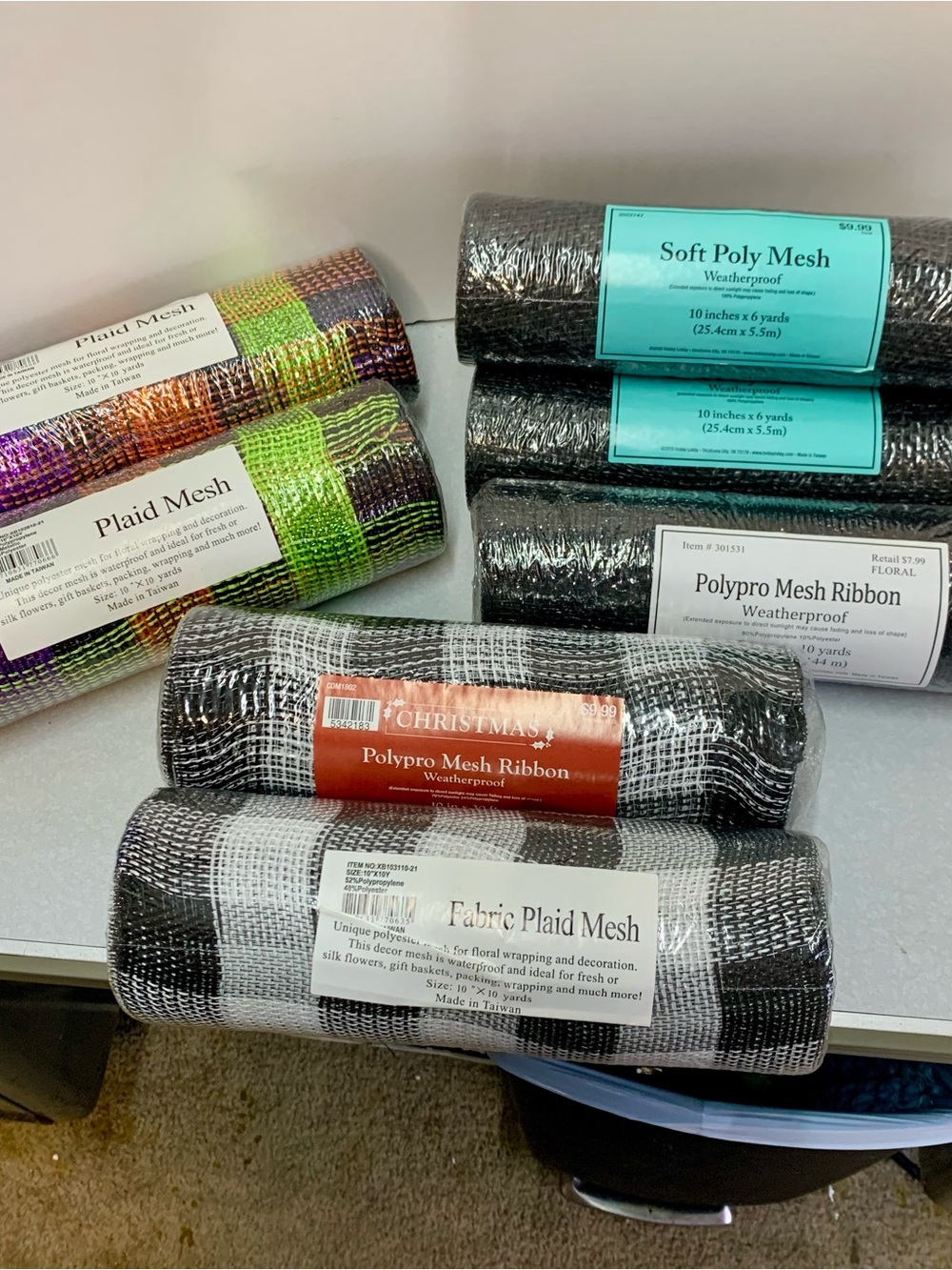NWT Deco Poly Craft Mesh Ribbon Lot - 8 New Rolls Wreath Making Supplies